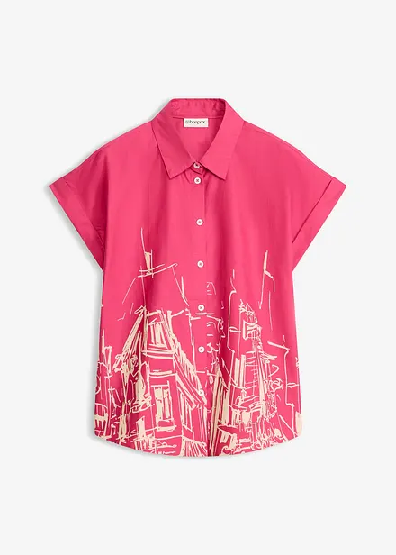 Oversized, kortermet skjorte i bomullspoplin