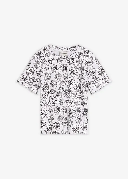 Kort T-skjorte i bomullsmiks