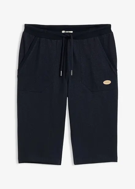 Lang bermudashorts i sweat-denimstil med elastisklinning