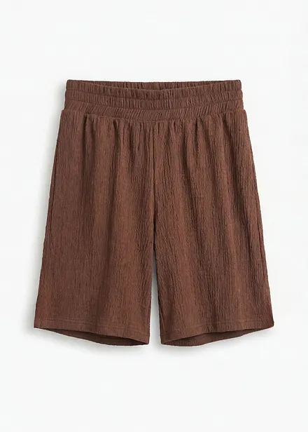 Pull on-shorts i strukturert krepp