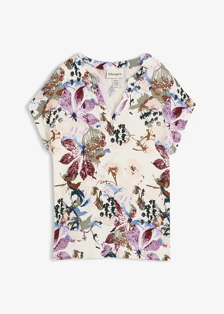 Kortermet topp i viskose med pent fall og tunikastil