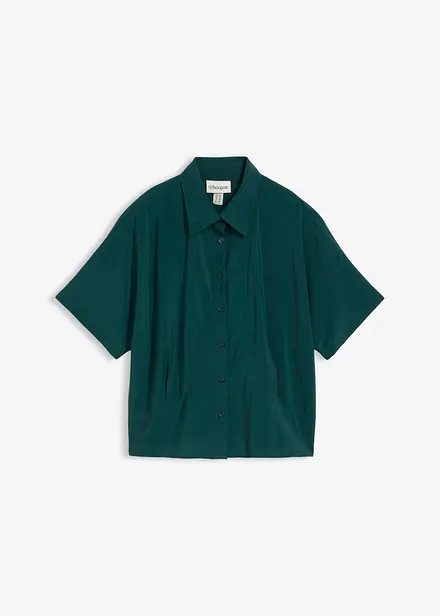 Bluse i viskoseblanding med flaggermusermer