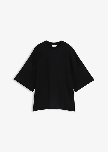 Oversized topp i 100% &oslash;kologisk bomull med asymmetrisk fald