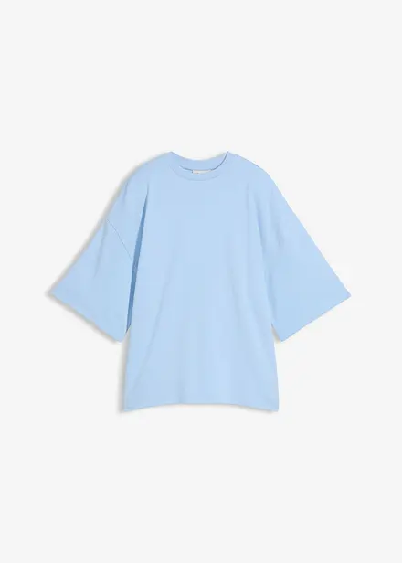 Oversized topp i 100% &oslash;kologisk bomull med asymmetrisk fald