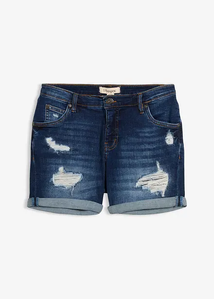 Denimshorts Mid Waist med destroyed-effekt