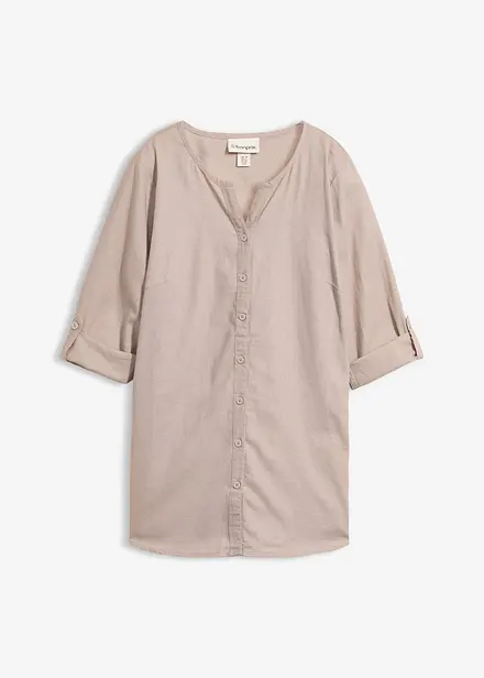Bluse med lin og 3/4-lange ermer