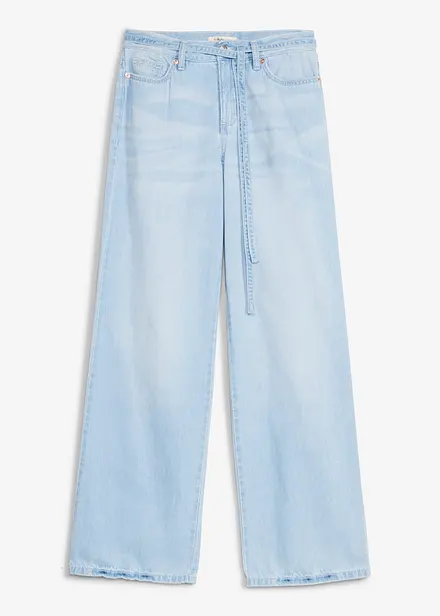 Wide Leg-jeans, Mid Waist, med belte