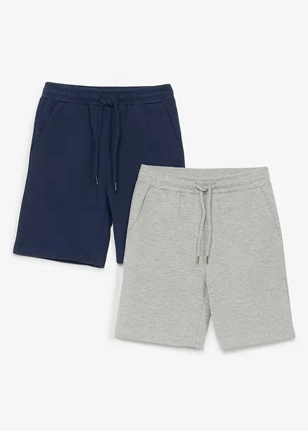 Sweatbermuda med &oslash;kologisk bomull (2-pack)