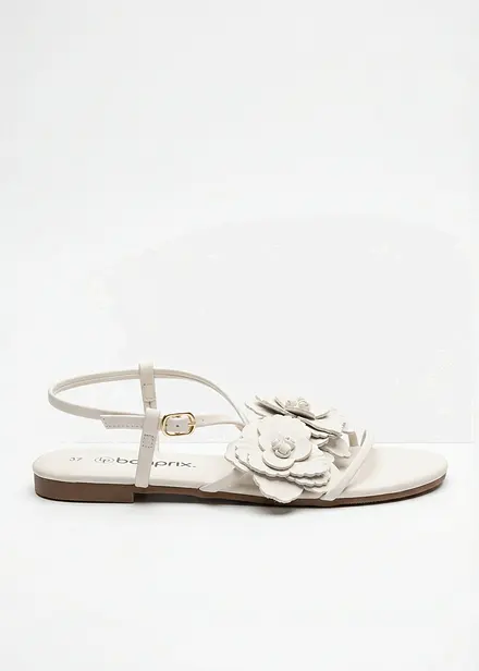 Remsandaler med blomsterapplikasjon