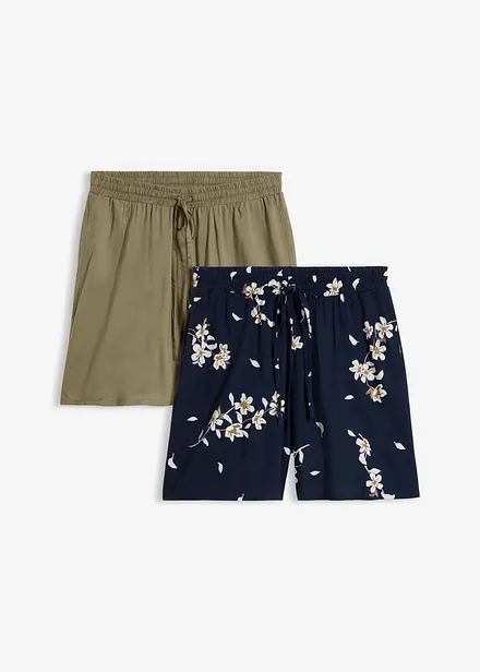 Viskose-shorts med knytebelte (2-pack)