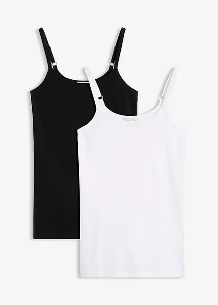 Lang singlet av &oslash;kologisk bomull, 2-pack