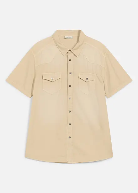 Kortermet skjorte i farget denim, Slim fit
