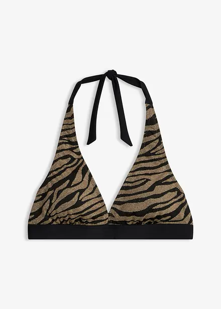 Halterneck-bikinioverdel av materiale med glans