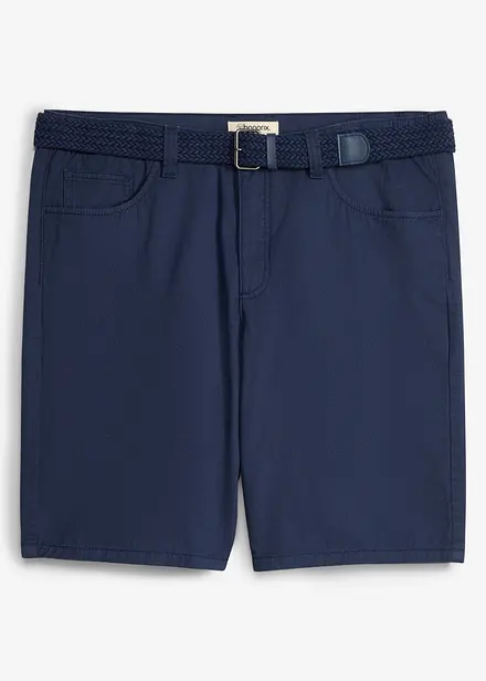 Bermudashorts med stretch, stretch i linningen og belte, Regular fit