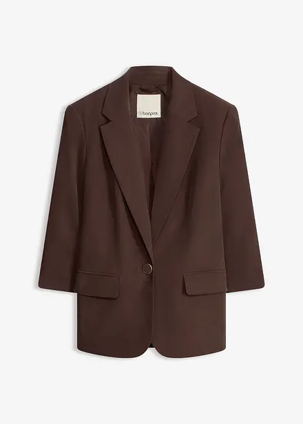 Blazer i viskose og ledig modell med 3/4-lange ermer