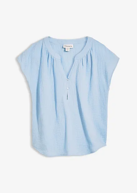 Kortermet bluse i 100% bomullsmusselin