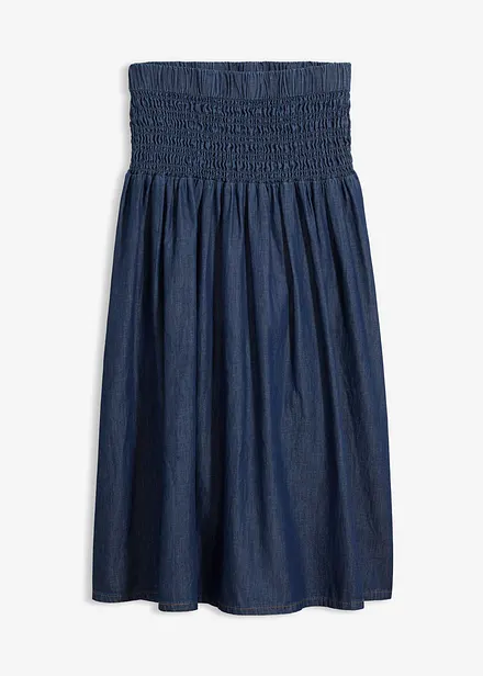 Jeansskj&oslash;rt Midi, strikklinning