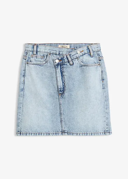 Denimskj&oslash;rt med asymmetrisk linning