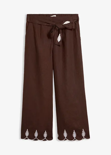 Culotte i lin med belte (2-delt sett)