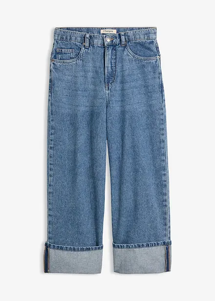 Wide Leg-jeans Mid Waist, cropped