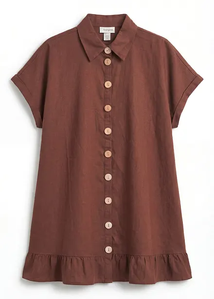 Lang, oversized skjorte i linmiks