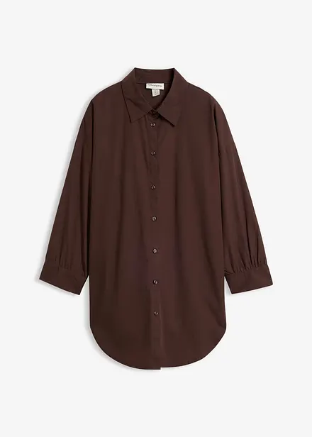 Oversized skjorte i bomull med 3/4-lange ermer