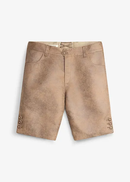 Shorts i imitert skinn og tyrolerstil