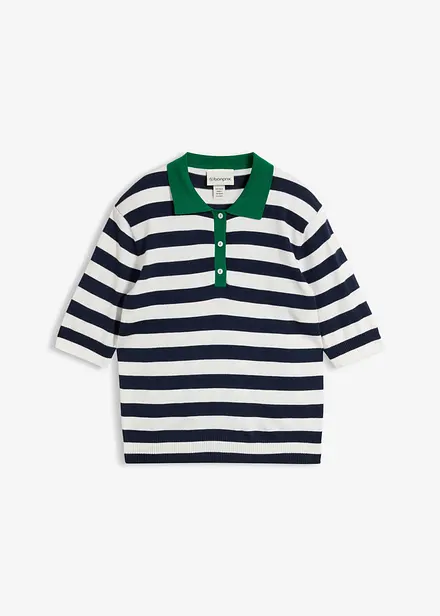 Finstrikket genser med polokrage