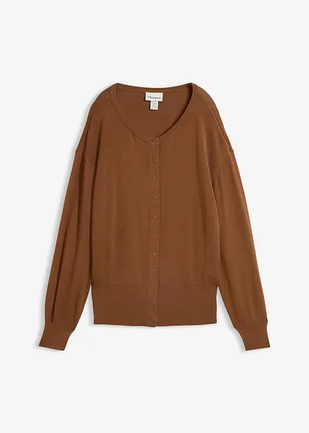 Finstrikket cardigan i myk viskosemiks