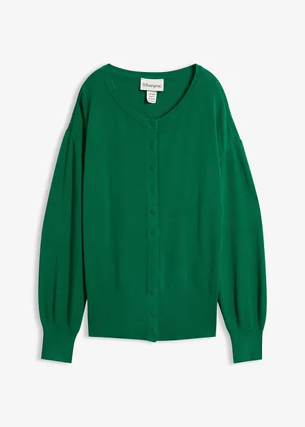 Finstrikket cardigan i myk viskosemiks