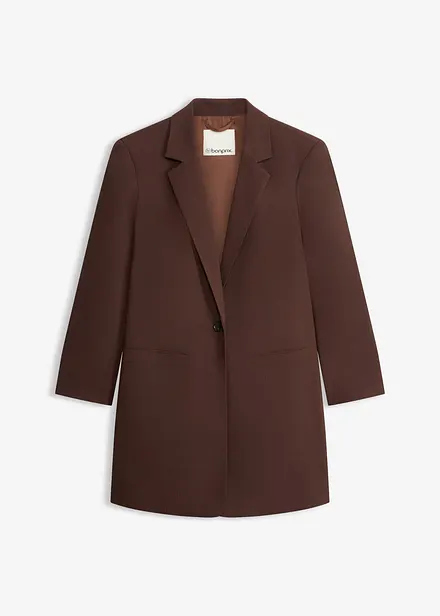 Lang blazer med rynkede, 3/4-lange ermer
