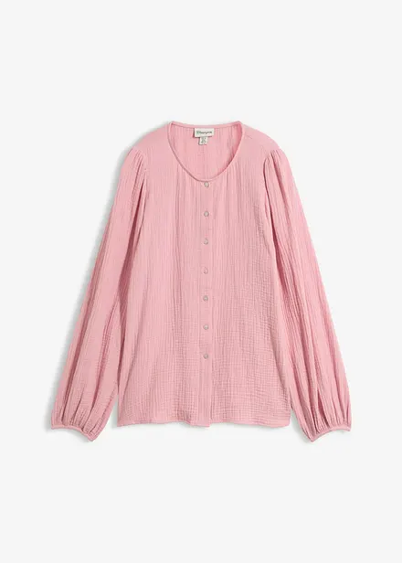 Oversized bluse i myk musselin