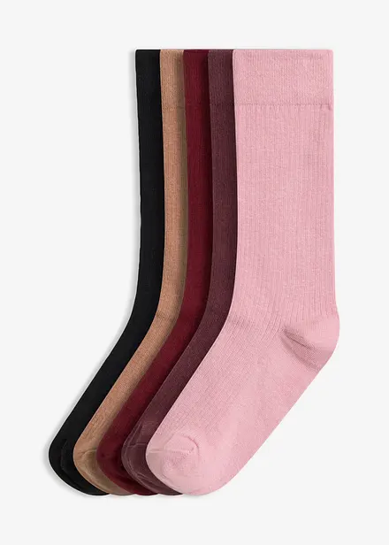 Ribbestrikkede sokker (5-pack)