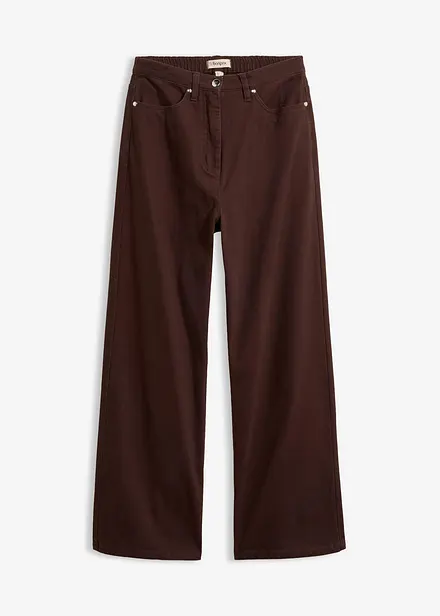 Wide leg twillbukse med h&oslash;y midje