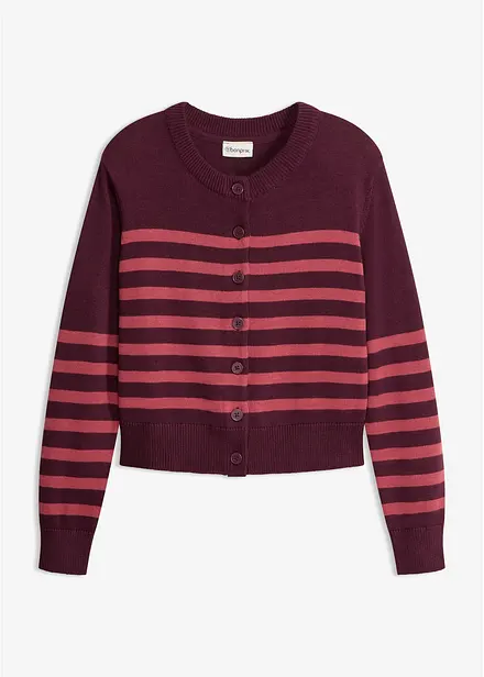 Kort cardigan i bomullsmiks