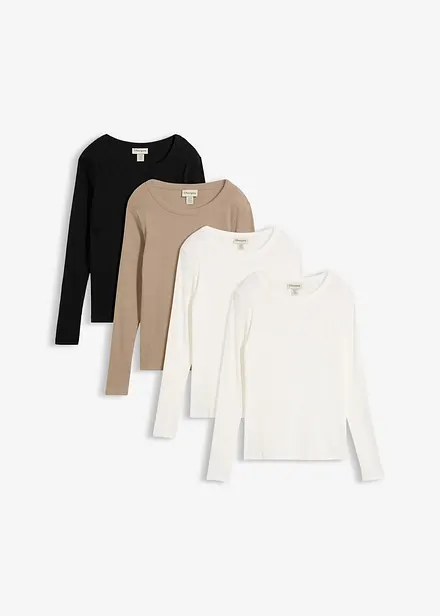 Ribbet topp i 100% &oslash;kologisk bomull (4-pack)