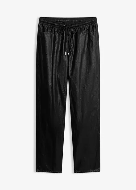 Pull on-bukse i krinklet, imitert skinn