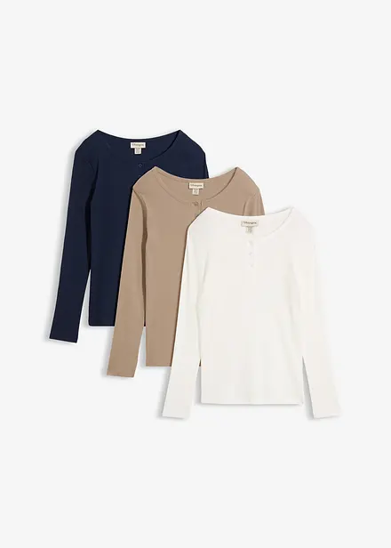 Ribbet bestefartr&oslash;ye i 100% &oslash;kologisk bomull (3-pack)