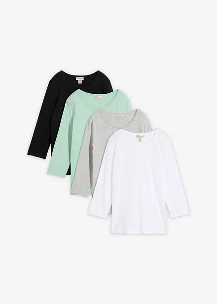 Topp med 3/4-lange ermer (4-pack)
