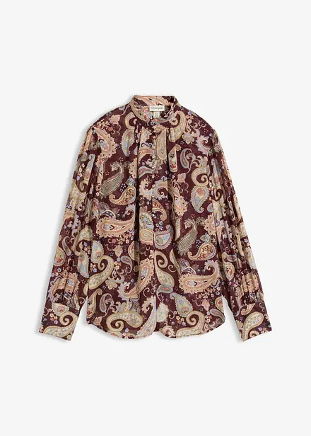 Chiffonbluse med st&aring;krage