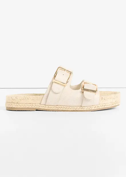 Slip-in sandaler i baststil