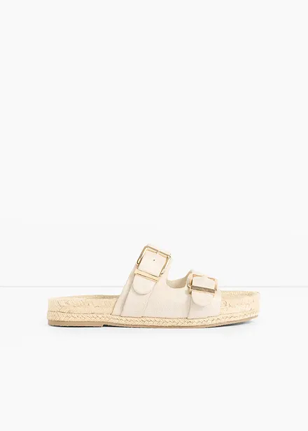 Slip-in sandaler i baststil