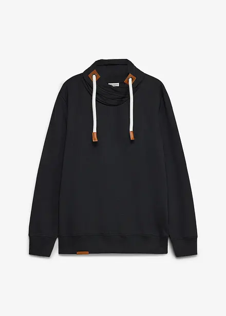 Sweatshirt med sjalskrage og detaljer i imitert skinn