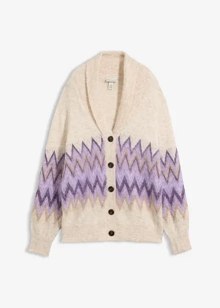 Cardigan med fint strikkem&oslash;nster