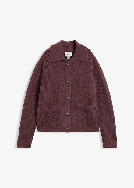 Cardigan i myk ribbestrikk