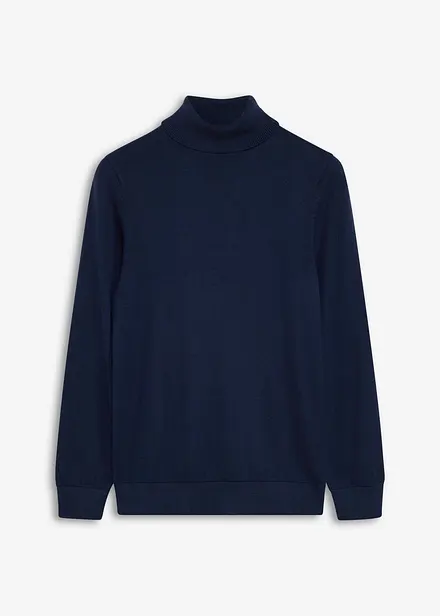 Finstrikket genser med f&oslash;rsteklasses merinoull og rullekrage, slim fit