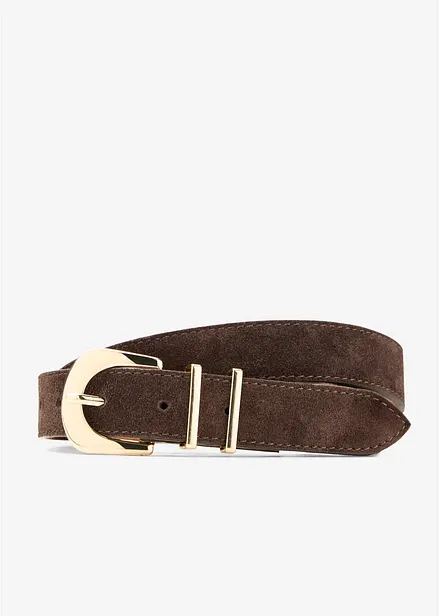 Skinnbelte med glansfull metallspenne