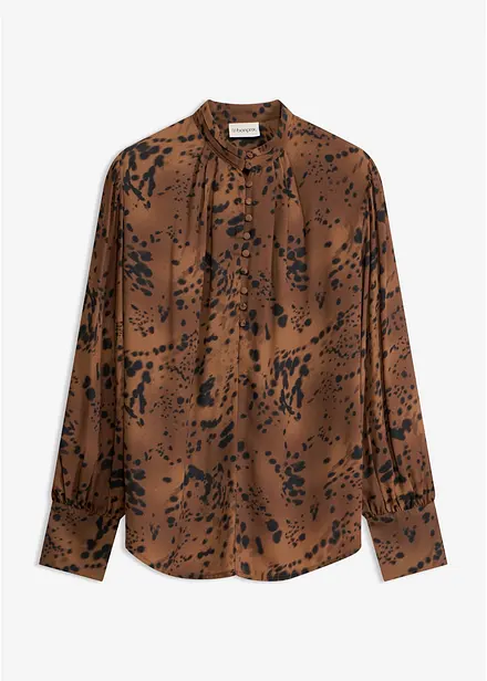 Chiffonbluse med st&aring;krage