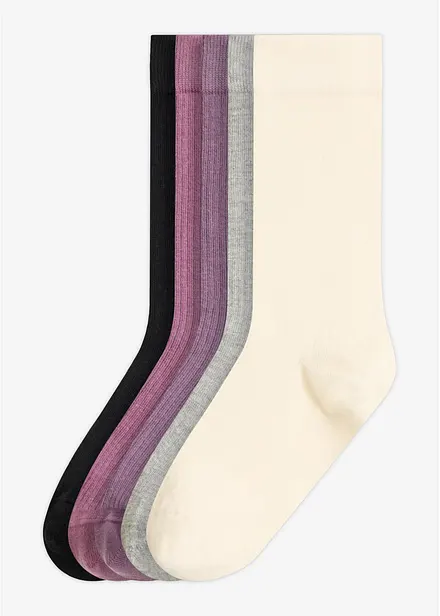 Ribbestrikkede sokker (5-pack)
