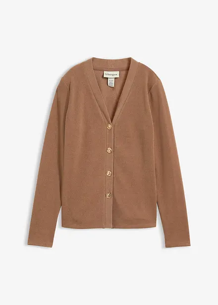 Cardigan i myk, ribbet jersey
